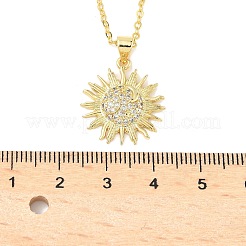 Colliers pendentif soleil en laiton micro pavé en zircone cubique transparente pour femmes&nbsp;NJEW-S449-05A-G