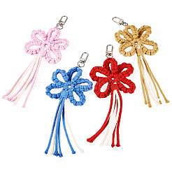 4 pz di decorazioni pendenti in fili di cotone a forma di fiore&nbsp;HJEW-TA00406