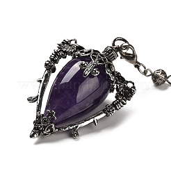 Pendentifs pendule de radiesthésie triangle améthyste naturelle&nbsp;G-G022-01AS-01
