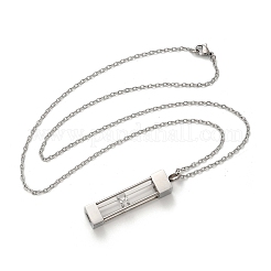 Стеклянные песочные часы прямоугольник питомец мемориал памятная урна прах кулон ожерелья&nbsp;NJEW-P326-01P