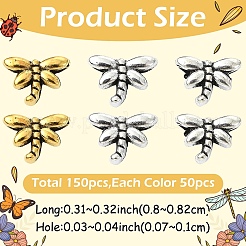 150 шт. 3-х цветные бусины из сплава в тибетском стиле в виде стрекозы&nbsp;TIBEB-YW0001-40