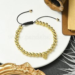 Braccialetti regolabili con teschio e perline intrecciate rotonde in ottone per donna uomo&nbsp;BJEW-JB10822