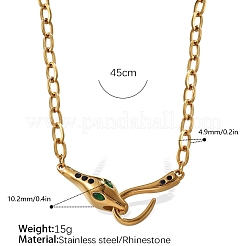 Женские кулоны-подвески в виде змеи из нержавеющей стали 304 с зелеными кубическими циркониями.&nbsp;WGE46FD-01