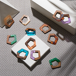 Прозрачные и непрозрачные подвески из смолы и ореха&nbsp;RESI-SZ0001-01