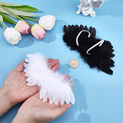 4 paire d'ailes en plumes bicolores pour poupées miniatures&nbsp;DIY-ME0003-63