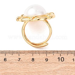 Регулируемые латунные кольца-манжеты с жемчужными элементами из АБС-пластика&nbsp;RJEW-G368-07G