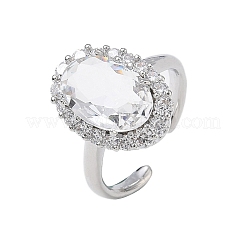 Bagues ouvertes en laiton avec micro pavé de zircones cubiques pour femmes&nbsp;RJEW-L343-17P-07