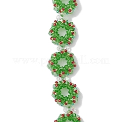 Рождественский венок из стеклянных семян ручной работы&nbsp;BJEW-MZ00060