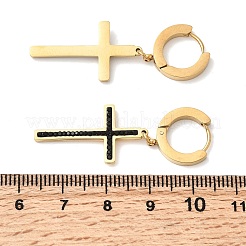 Boucles d'oreilles créoles en acier inoxydable 304 avec strass en argile polymère&nbsp;EJEW-G453-11G-01