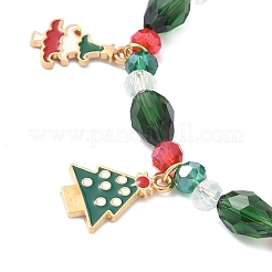 Браслеты с подвесками из сплава эмали «Рождественская елка&nbsp;BJEW-TA00506