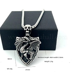 Винтажный кулон в виде черепа из нержавеющей стали 304 с подвеской в виде дракона для мужчин.&nbsp;IV2024