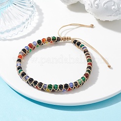 Braccialetti con perline intrecciate rotonde di agata naturale&nbsp;BJEW-JB09840-02