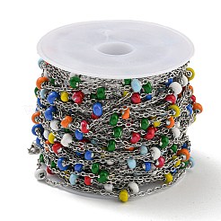 Цепи из нержавеющей стали 304 с эмалированными звеньями&nbsp;AJEW-Z028-09P-02