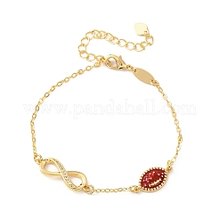 Bracelets sport en laiton sertis de micro-pavés de zirconiums cubiques à maillons infinis&nbsp;BJEW-D386-01C-G