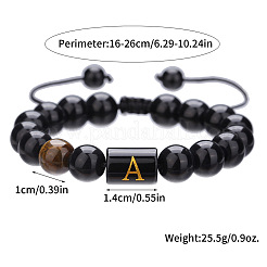 Bracelets réglables en perles tressées en œil de tigre naturel et en perles de verre pour hommes et femmes&nbsp;FS-WGD7D76-01