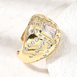 Bagues ouvertes en laiton avec micro pavé de zircones cubiques pour femmes&nbsp;RJEW-L343-03G