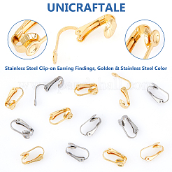 60 шт. 2-х цветная фурнитура для сережек-клипс из нержавеющей стали 304&nbsp;STAS-UN0055-91