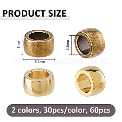 60 pz 2 perline europee in ottone colorate&nbsp;FIND-FH0017-46