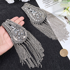 Кисточка из железной цепочки в форме капли с эполетами из стразов&nbsp;AJEW-WH20006-326A-P