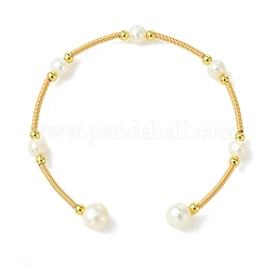 Bracelets manchettes en fil de cuivre et perles de culture d'eau douce naturelles&nbsp;BJEW-JB13988