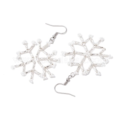 Pendientes colgantes de copos de nieve de vidrio&nbsp;EJEW-MZ00253
