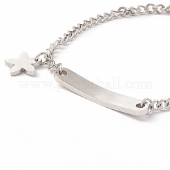 Bracciale con ciondolo a forma di stella e rettangolo in acciaio inossidabile 201 anti-ossidazione con catena a maglie per donna&nbsp;STAS-P304-19P