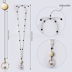 Porte-cartes d'identité en perles de verre rondes avec sangle de cou&nbsp;HJEW-SW00131