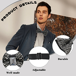 1шт полиэстер со стразами галстуки-бабочки для жениха&nbsp;AJEW-SP0003-32A