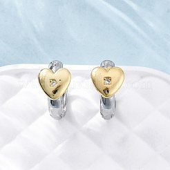 Латунные серьги-кольца из прозрачного кубического циркония&nbsp;EJEW-H158-19B-GP