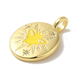 Pendentifs avec zircon cubiques à micro-pavés en laiton&nbsp;KK-Z042-23G-02