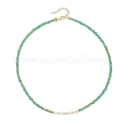 6 шт. ожерелья из двухцветного белого круглого жемчуга и стеклянных бусин&nbsp;NJEW-JN05738