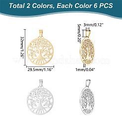 12 pz 2 colori 201 pendenti in acciaio inossidabile&nbsp;STAS-UN0053-69