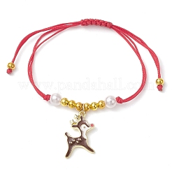 Bracelets de perles tressées en alliage émaillé sur le thème de Noël&nbsp;BJEW-JB11110