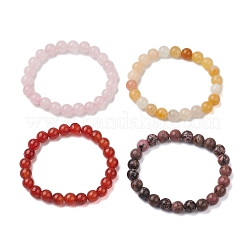 4 pz costellazione 8mm rotondo rodonite naturale e quarzo rosa e giada tinta e braccialetti elasticizzati con perline corniola per le donne&nbsp;BJEW-JB10642
