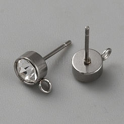 Acciaio inossidabile 304 con elementi per orecchini a bottone con strass di cristallo&nbsp;STAS-WH0044-50P