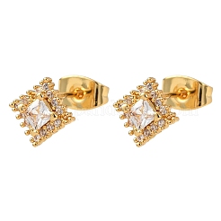 Aretes de latón con micro pavé de circonio cúbico para mujer&nbsp;EJEW-F418-04G