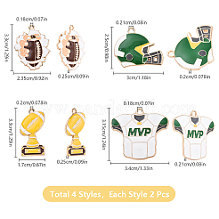 8 шт. 4 стиля подвески из сплава и эмали на тему регби&nbsp;ENAM-YW0004-63