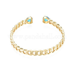 Bracciale rigido a cuore aperto con zirconi cubici&nbsp;BJEW-N012-016-B