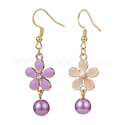 Flor de pedrería con pendientes colgantes de perlas de vidrio&nbsp;EJEW-JE04991