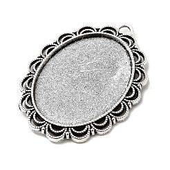 Тибетский стиль старинное серебро литые сеттинги кабошон плоский овал подвесные&nbsp;X-TIBEP-M022-58AS