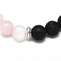 Rosa naturale perle di quarzo si estendono braccialetti&nbsp;BJEW-R309-02-A05