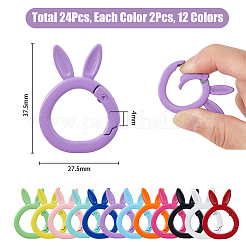 24 шт. 12-цветные запорные пружинные кольца из сплава с покрытием из краски для выпечки&nbsp;FIND-HY0002-41