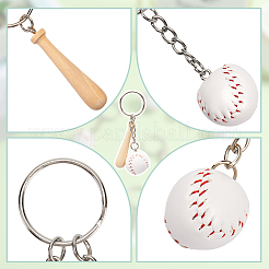 12 шт. мини-брелок-подвеска из искусственной кожи в виде бейсбольной биты из дерева&nbsp;DIY-SP0001-51A