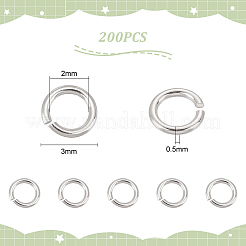 200 Stück 925 offene Biegeringe aus Sterlingsilber&nbsp;STER-UN0001-02