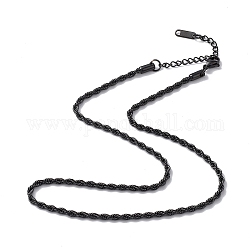 304 collar de cadena de cuerda de acero inoxidable para hombres y mujeres., gunmetal, 15.98 pulgada (40.6 cm)