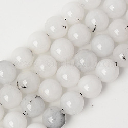 Chapelets de perles de quartz naturel, teints et chauffée, imitation quartz tourmaliné / couleur quartz rutile noir, ronde, fumée blanche, 10~10.5mm, Trou: 1.2mm, Environ 38 pcs/chapelet, 15.16 pouce (38.5 cm)