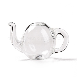Round Mechanized Blown Glass Teapot, for Stud Earring or Crafts, Clear, 33x20x19mm