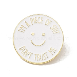 Broche en émail créatif, badge plaqué or pour les vêtements de sac à dos, motif de visage souriant, 28x1.6mm