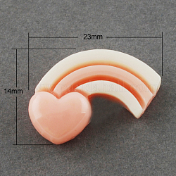 Resin Cabochons,  Rainbow, Coral, 23x14x5mm