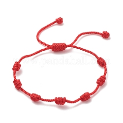 Нейлоновый плетеный браслет с узлом, счастливый регулируемый браслет для детей, красные, внутренний диаметр: 1-1/4~3-1/8 дюйм (3.2~7.8 см)